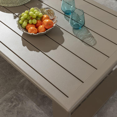 Quatropi Modern Aluminium Metal Outdoor Garden Coffee Table Beige 140x72cm