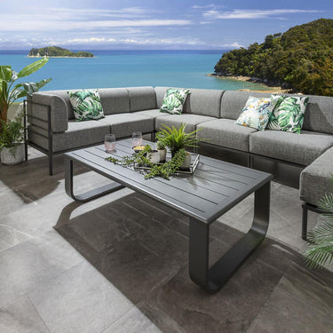 Quatropi Modern Aluminium Metal Outdoor Garden Coffee Table Grey 140x72cm