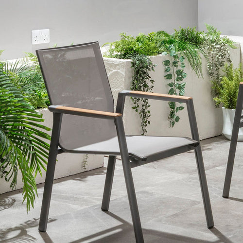 Leno Textilene & Aluminium Outdoor Garden Dining Chair Grey