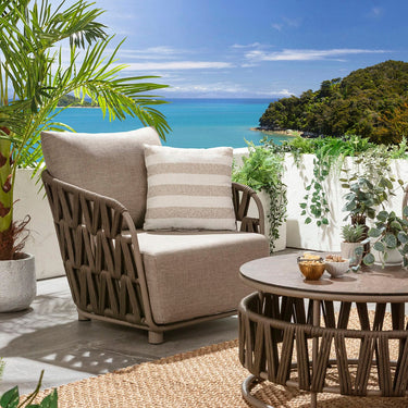 Quatropi Modern Aluminium Outdoor Garden Armchair Brown Rope 84cm