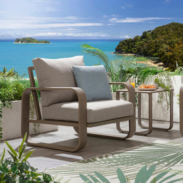 Quatropi Modern Aluminium Outdoor Garden Armchair Cream 90cm