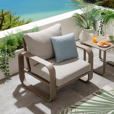 Quatropi Modern Aluminium Outdoor Garden Armchair Cream 90cm
