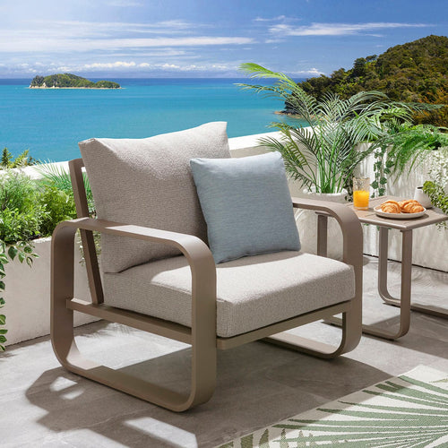 Freddy Aluminium Outdoor Garden Armchair Latte Cream 90cm