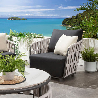 Quatropi Modern Aluminium Outdoor Garden Armchair Light Grey Rope 84cm