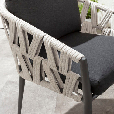 Quatropi Modern Aluminium Outdoor Garden Dining Chair Light Grey Rope