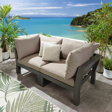 Quatropi Modern Aluminium Outdoor Garden Sofa Modular Couch Beige 186cm