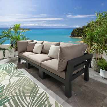 Quatropi Modern Aluminium Outdoor Garden Sofa Modular Couch Beige 268cm