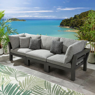 Quatropi Modern Aluminium Outdoor Garden Sofa Modular Couch Grey 268cm