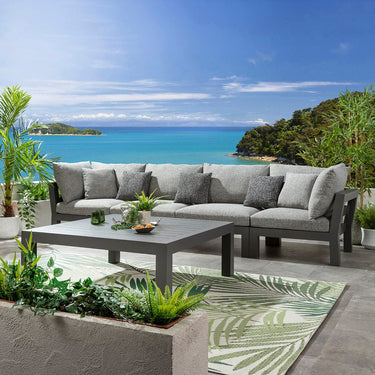 Quatropi Modern Aluminium Outdoor Garden Sofa Modular Couch Grey 350cm