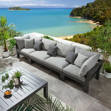 Quatropi Modern Aluminium Outdoor Garden Sofa Modular Couch Grey 350cm