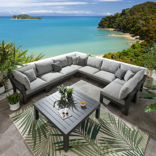 Zara Modular Outdoor U-Shape Garden Corner Sofa Set Smoke Grey 350x350cm U10