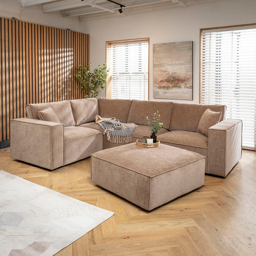 Rupert Modern 4 Seater Modular Corner Sofa Fawn Beige 297x208cm 5