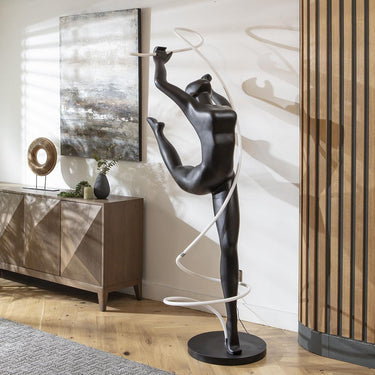 Quatropi Modern Black Resin Sculpture Unusual Standing LED Floor Lamp 100cm x 185cm