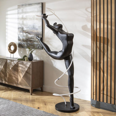Quatropi Modern Black Resin Sculpture Unusual Standing LED Floor Lamp 100cm x 185cm