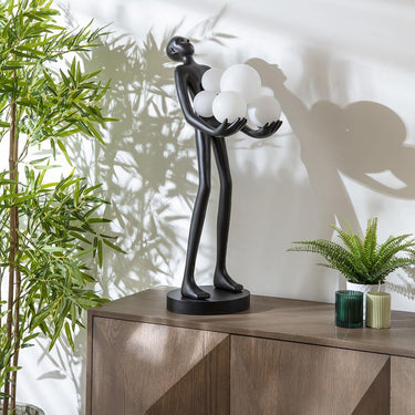 Quatropi Modern Black Resin Unusual Large Table Lamp 40cm x 85cm