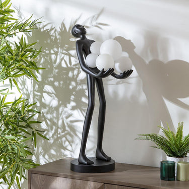 Quatropi Modern Black Resin Unusual Large Table Lamp 40cm x 85cm