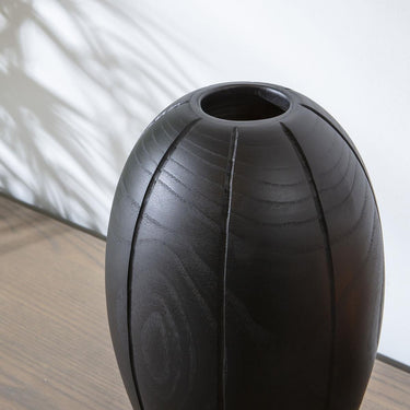 Quatropi Modern Black Wooden Decorative Vase D19cm H35cm