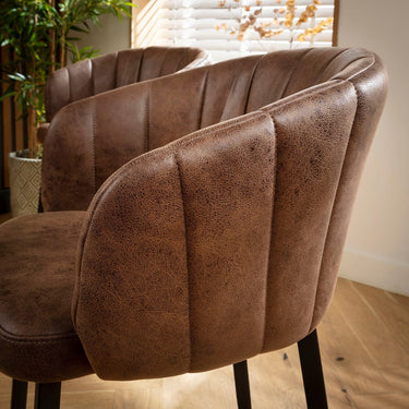 Quatropi Modern Breakfast Counter Bar Stool Chairs With Back Anitique Brown Fabric