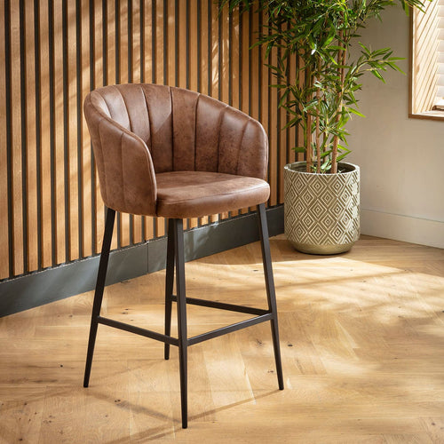 Hattie Modern Counter-Height Kitchen Bar Stool Antique Brown