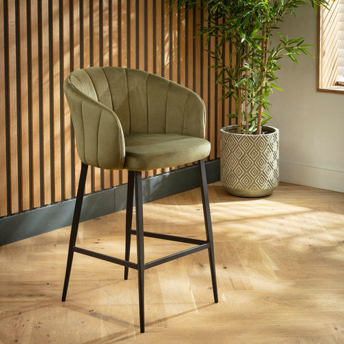 Hattie Modern Counter-Height Kitchen Bar Stool Olive Green