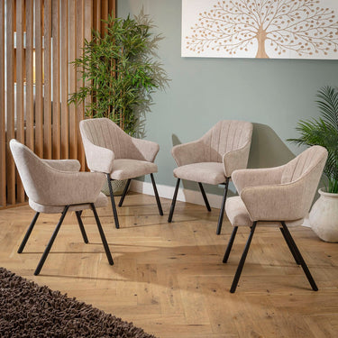 Quatropi Modern Carver Kitchen Dining Room Chair with Arms Grey Fabric