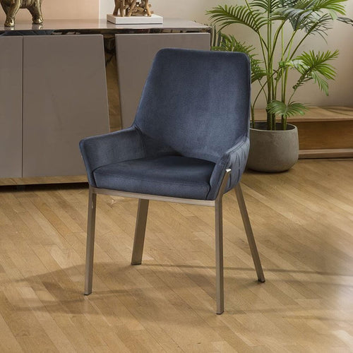 Modern Carver Dining Chair with Arms Petrol Blue