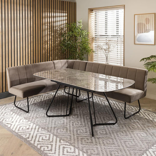 Deco Ceramic Extending Corner Bench Dining Set Mink & Grey LRT