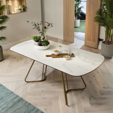 Quatropi Modern Corner Bench Dining Set 5 Seater Ceramic Extending Teal Velvet White