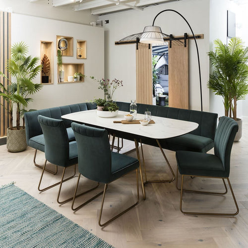 Deco Ceramic Extending Corner Bench Dining Set Teal & White LR3