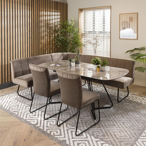 Deco Ceramic Extending Corner Bench Dining Set Mink & Grey LR2