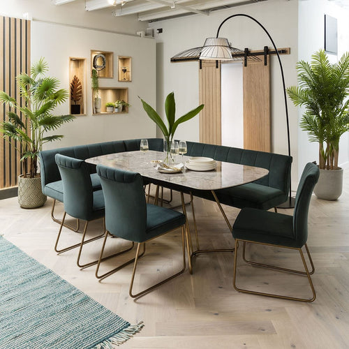 Deco Ceramic Extending Corner Bench Dining Set Teal & Grey LR3