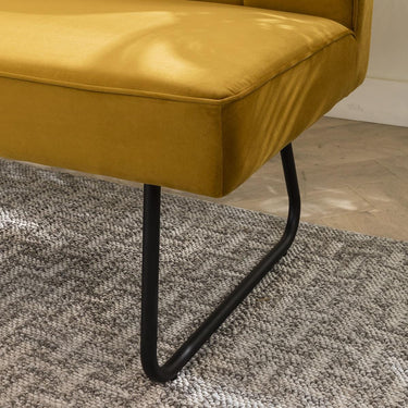 Quatropi Modern Corner Dining Set 5 Seater Ceramic Extending Mustard Yellow Velvet
