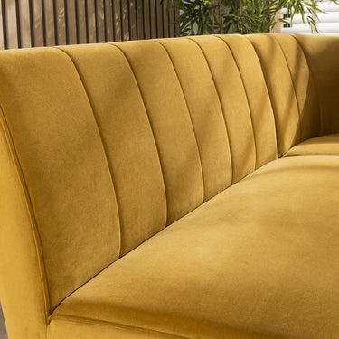 Quatropi Modern Corner Dining Set 5 Seater Ceramic Extending Mustard Yellow Velvet