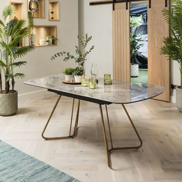Quatropi Modern Corner Dining Set 8 Seater Ceramic Extending Teal Velvet Grey