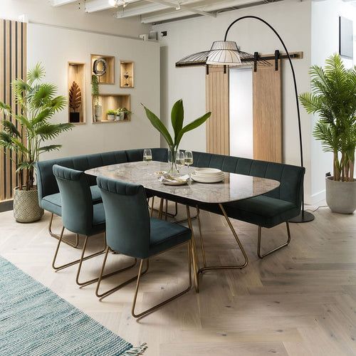 Deco Ceramic Extending Corner Dining Bench Set Teal & Grey LR2