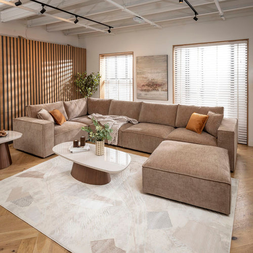 Rupert Modern 5 Seater Modular Corner Sofa Fawn Beige 374x208cm 8