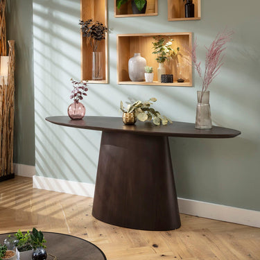 Quatropi Modern Designer Console Table for Hallway Entrance Grey Walnut Wood 180cm x 55cm