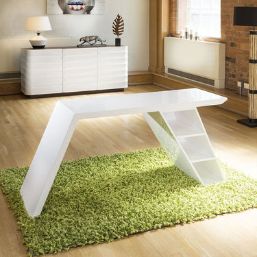 Quatropi Modern Designer Desk / Work Station / Dresser White Gloss 1728mm 1801