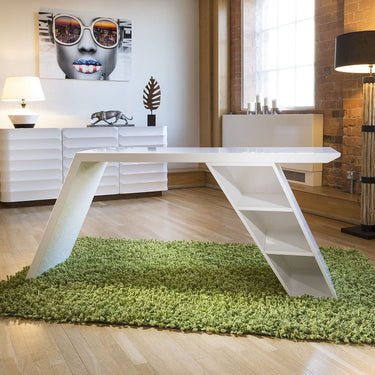 Quatropi Modern Designer Desk / Work Station / Dresser White Gloss 1728mm 1801