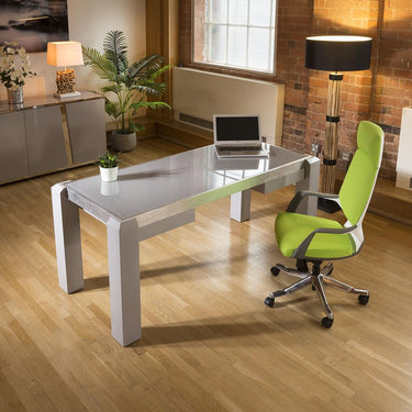 Quatropi Modern Designer Desk / Work Station Grey  Gloss , Grey Glass Top 1.8M