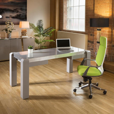Quatropi Modern Designer Desk / Work Station Grey  Gloss , Grey Glass Top 1.8M