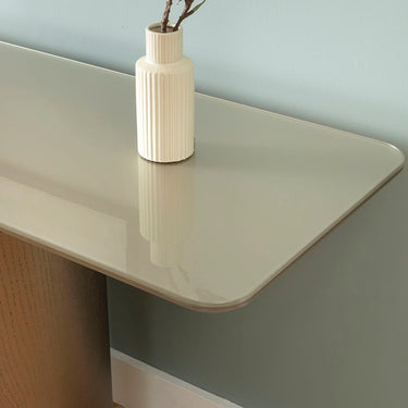 Quatropi Modern Entrance Hallway Console Table Gold Wood Glass 138cm