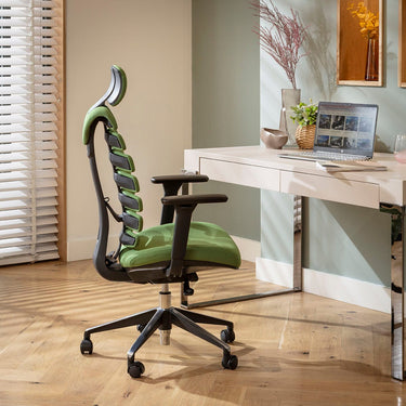 Quatropi Modern Ergonomic Office Chair Home Desk Computer Black Green Fabric 