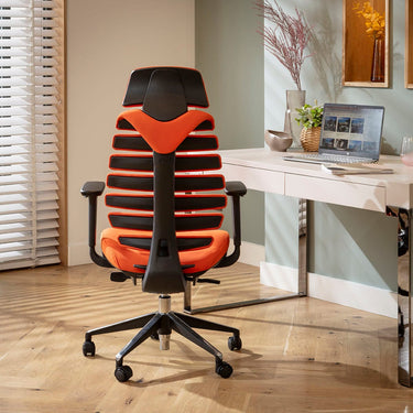 Quatropi Modern Ergonomic Office Chair Home Desk Computer Black Orange Fabric 