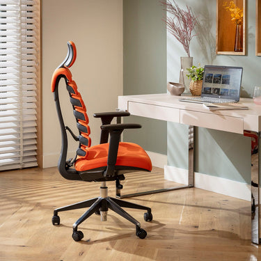 Quatropi Modern Ergonomic Office Chair Home Desk Computer Black Orange Fabric 