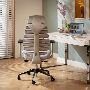 Quatropi Modern Ergonomic Office Chair Home Desk Computer Grey Faux Leather