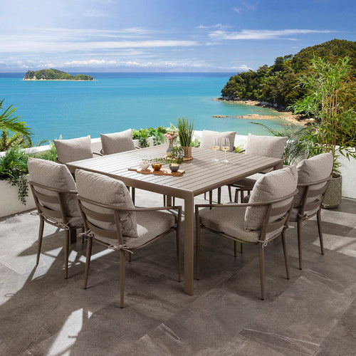 Mia & Atlas 8 Seater Extendable Outdoor Garden Dining Set Cream & Beige Aluminium