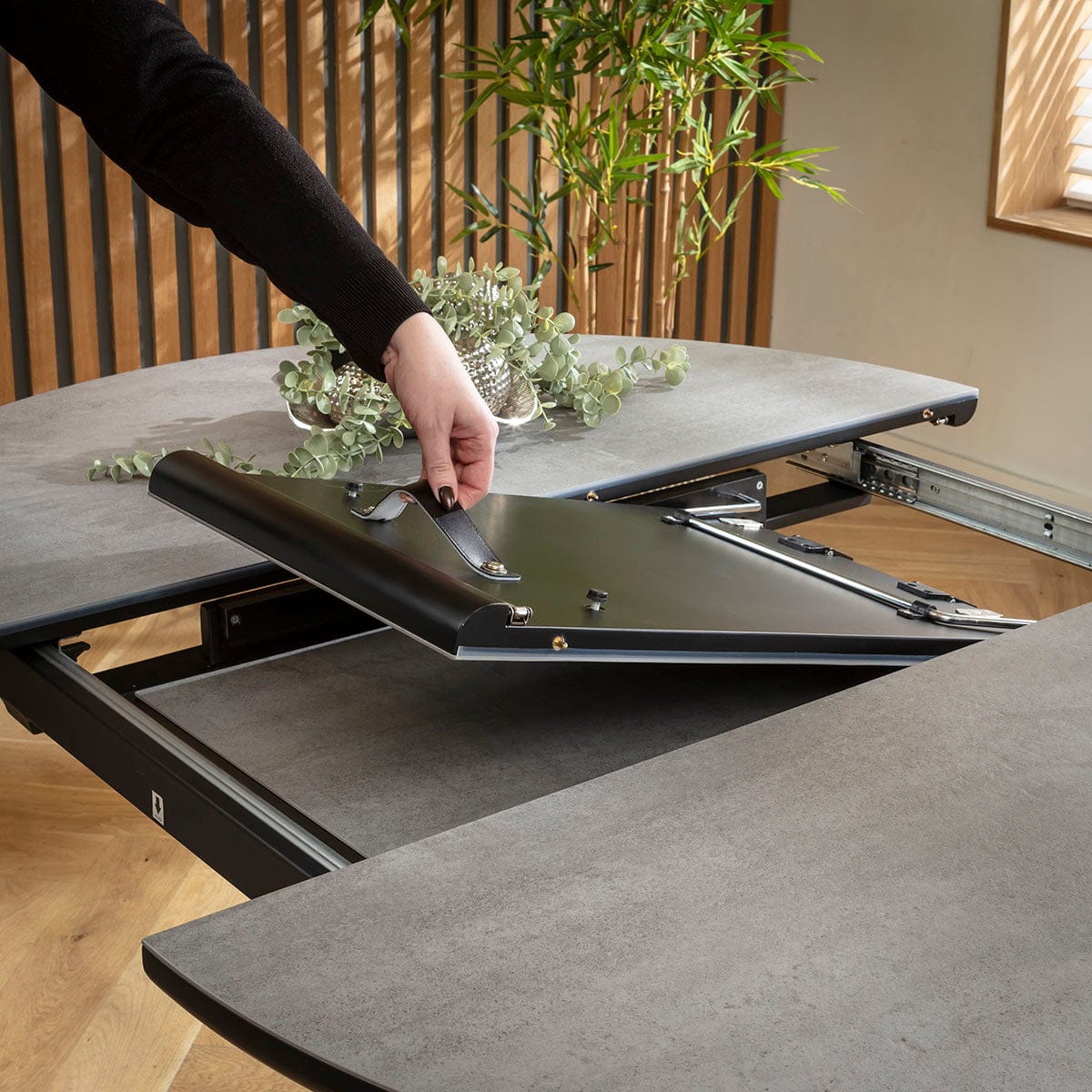 Extendedable Round Table Modern Extendable Round Oval Kitchen Dining Table For 6 Grey Ceramic ...