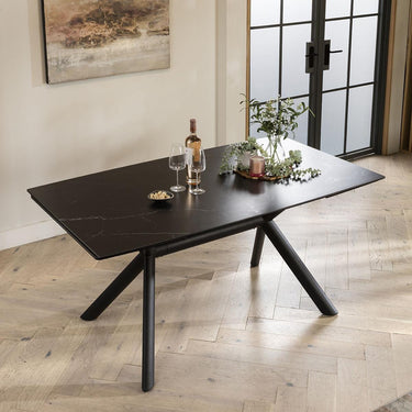 Quatropi Modern Extending Ceramic Marble 8 Seater Dining Table Black 160-240cm