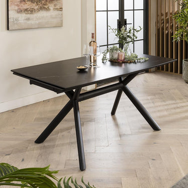 Quatropi Modern Extending Ceramic Marble 8 Seater Dining Table Black 160-240cm